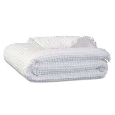 Drap de bain en nid d'abeille de coton bio Blanc Optique