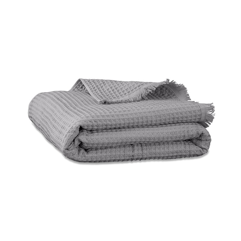 Drap de bain en nid d'abeille de coton bio Gris Ciment Drap de bain en nid d'abeille de coton bio Gris Ciment