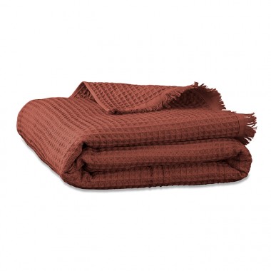 Drap de bain en nid d'abeille de coton bio Orange Terracotta