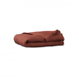 Serviette de bain en nid d'abeille de coton bio Orange Terracotta