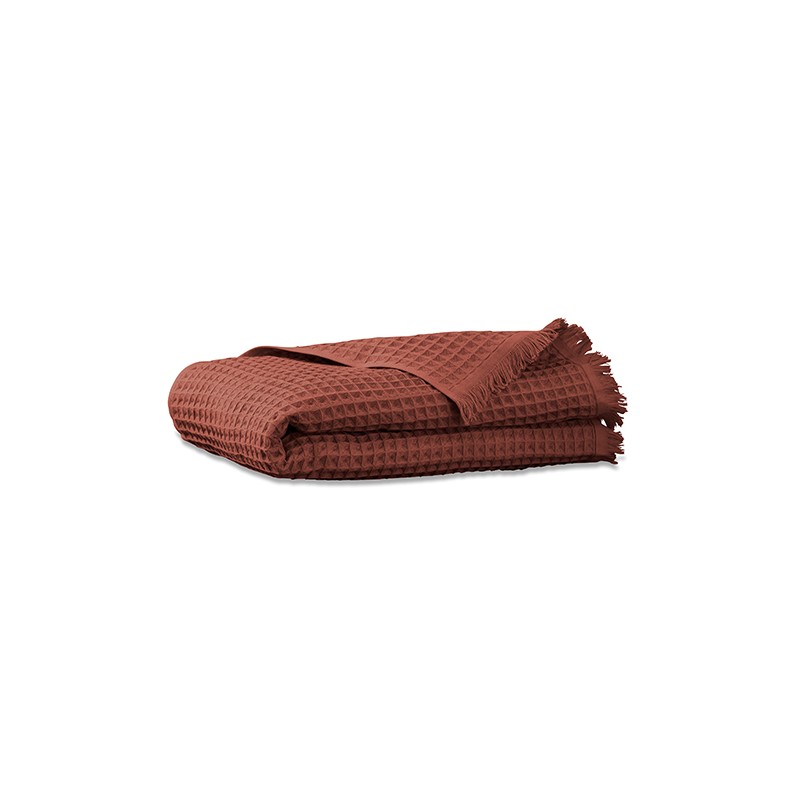 Serviette de bain en nid d'abeille de coton bio Orange Terracotta