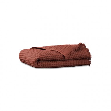 Serviette de bain en nid d'abeille de coton bio Orange Terracotta