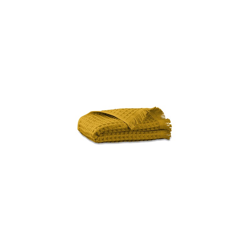 Serviette invité en nid d'abeille de coton bio Jaune Safran Serviette invité en nid d'abeille de coton bio Jaune Safran