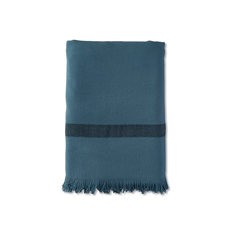 Fouta éponge 90 x 200 cm en coton bio Bleu Pétrole