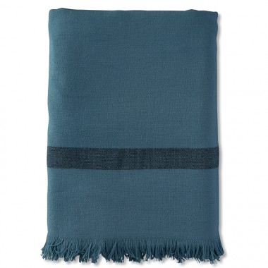 Fouta 2 places éponge 200 x 200 cm en coton bio Bleu Pétrole