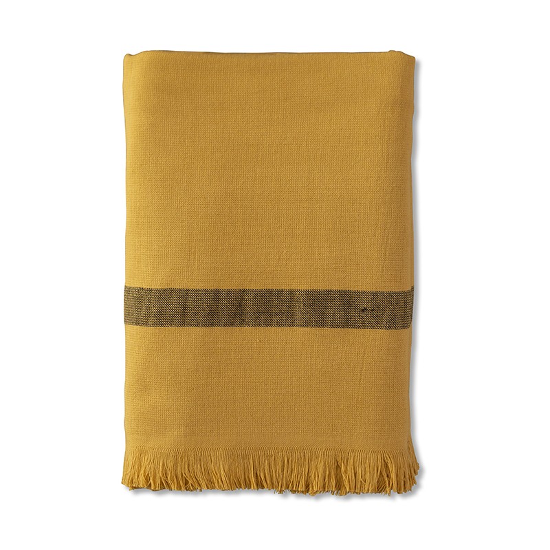 Fouta 2 places éponge 200 x 200 cm en coton bio Jaune Pépite