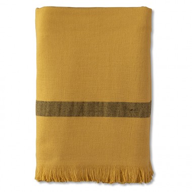 Fouta 2 places éponge 200 x 200 cm en coton bio Jaune Pépite