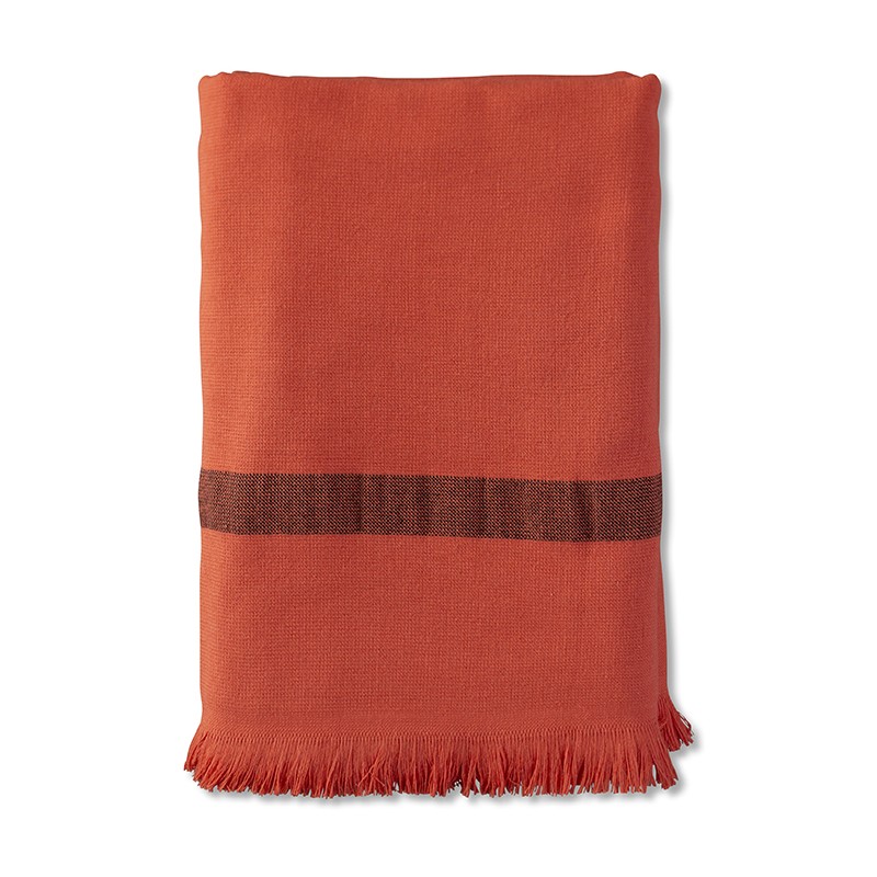 Fouta 2 places éponge 200 x 200 cm en coton bio Orange Terracotta Fouta 2 places éponge 200 x 200 cm en coton bio Orange Terracotta