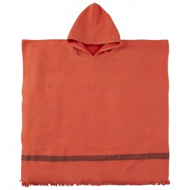 Poncho enfant en éponge de coton bio Orange Terracotta