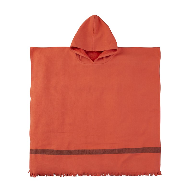 Poncho enfant en éponge de coton bio Orange Terracotta