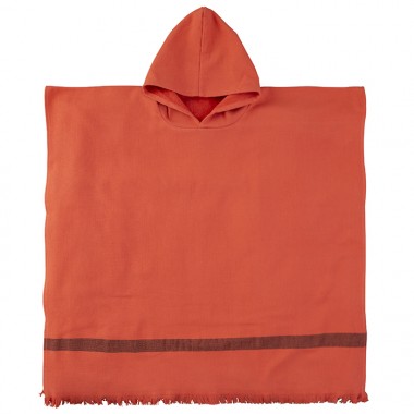 Poncho enfant en éponge de coton bio Orange Terracotta