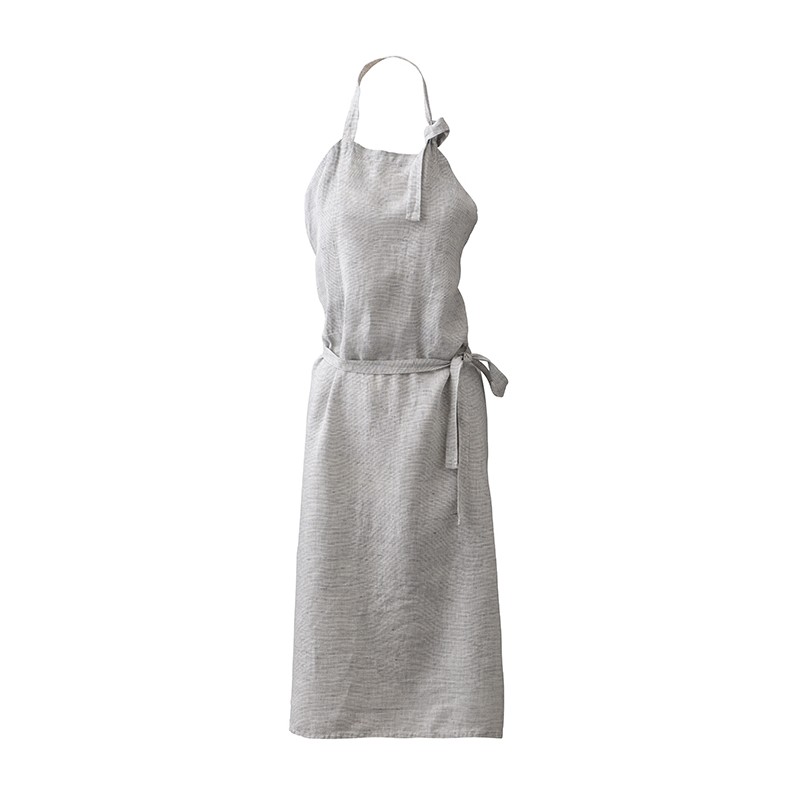 Tablier bistrot en lin lavé chambray Rayure Colette Denim