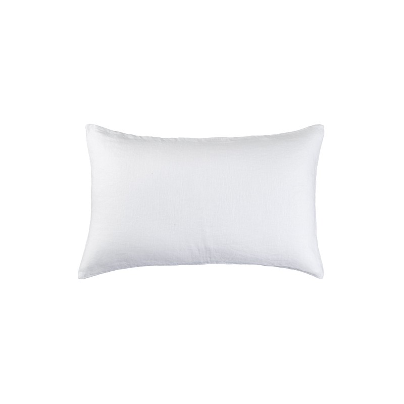 Housse de coussin rectangulaire 30 x 40 cm en lin lavé uni Blanc Optique