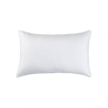 Housse de coussin rectangulaire 30 x 40 cm en lin lavé uni Blanc Optique