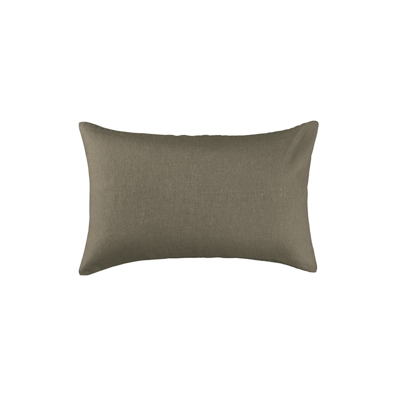 Housse de coussin rectangulaire 30 x 40 cm en lin lavé uni Vert De Terre