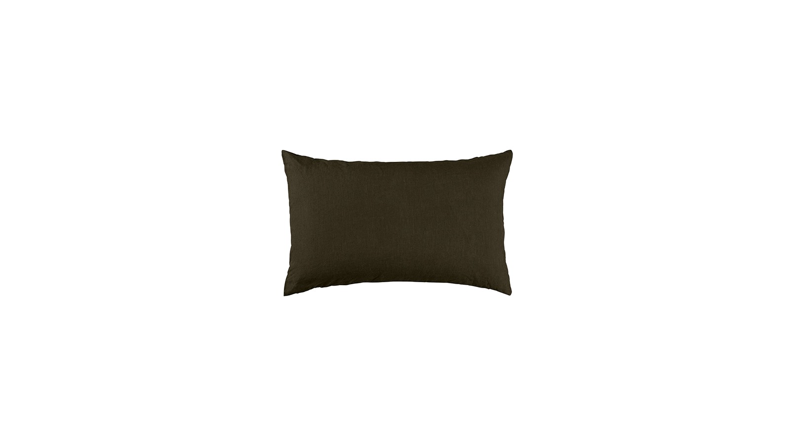 Housse de coussin rectangulaire 30 x 40 cm en lin lavé uni Vert Kaki