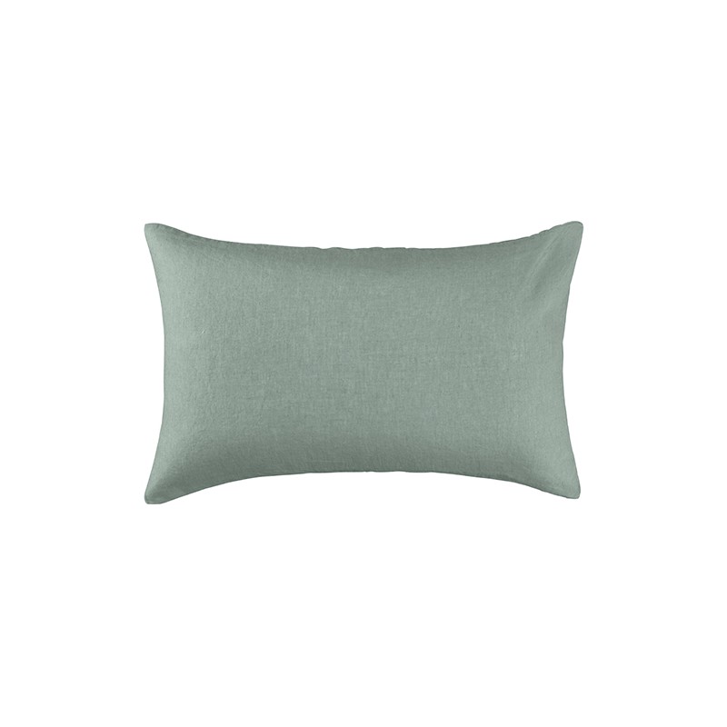 Housse de coussin rectangulaire 30 x 40 cm en lin lavé uni Vert Céladon