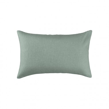 Housse de coussin rectangulaire 30 x 40 cm en lin lavé uni Vert Céladon