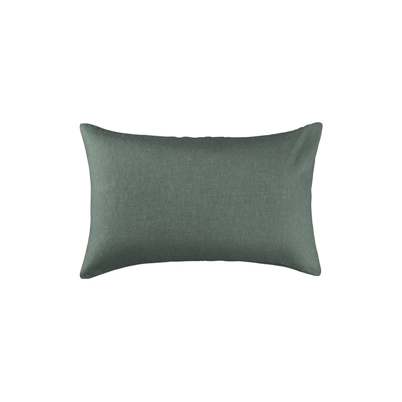 Housse de coussin rectangulaire 30 x 40 cm en lin lavé uni Vert Eucalyptus