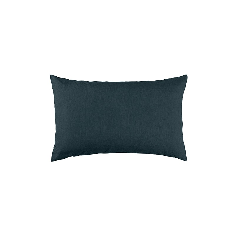 Housse de coussin rectangulaire 30 x 40 cm en lin lavé uni Bleu Coin Coin