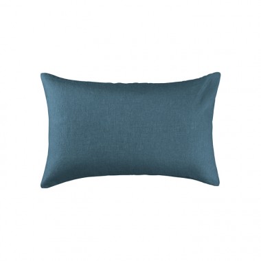 Housse de coussin rectangulaire 30 x 40 cm en lin lavé uni Bleu Pétrole