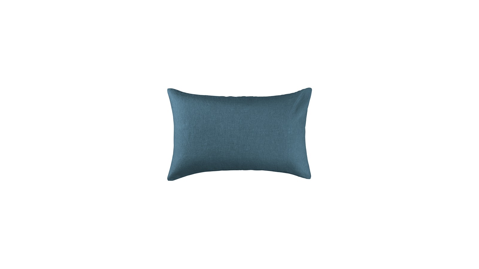 Housse de coussin rectangulaire 30 x 40 cm en lin lavé uni Bleu Pétrole