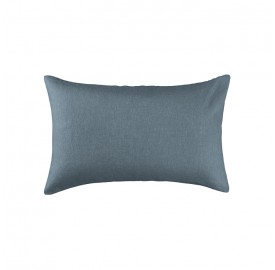 Housse de coussin rectangulaire 30 x 40 cm en lin lavé uni Bleu Orage