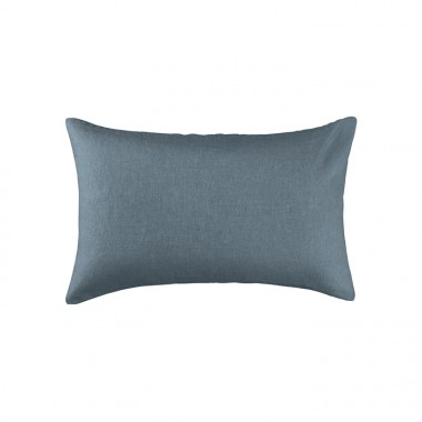 Housse de coussin rectangulaire 30 x 40 cm en lin lavé uni Bleu Orage