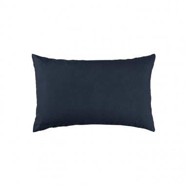 Housse de coussin rectangulaire 30 x 40 cm en lin lavé uni Bleu Encre