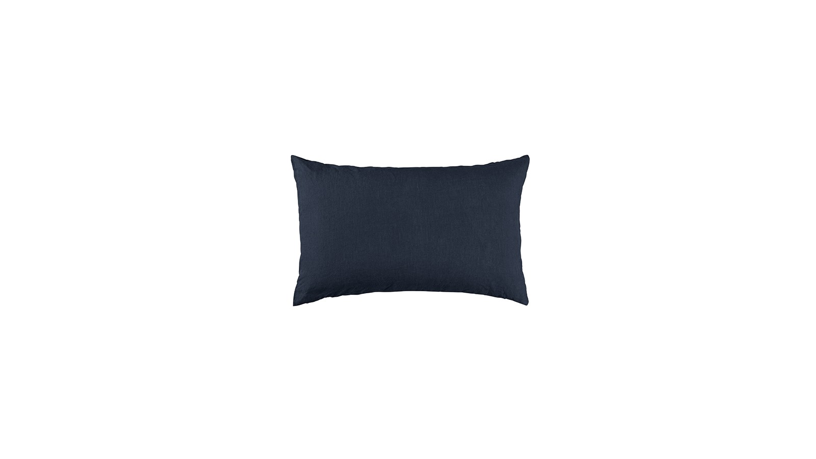 Housse de coussin rectangulaire 30 x 40 cm en lin lavé uni Bleu Encre