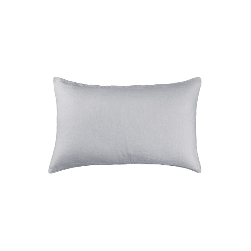Housse de coussin rectangulaire 30 x 40 cm en lin lavé uni Gris Buée Housse de coussin rectangulaire 30 x 40 cm en lin lavé uni Gris Buée