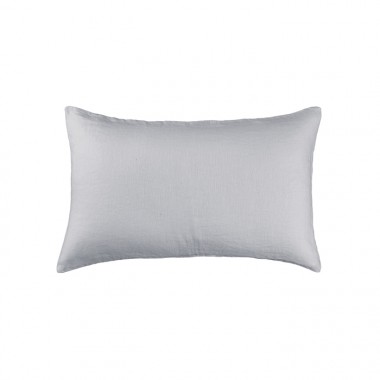 Housse de coussin rectangulaire 30 x 40 cm en lin lavé uni Gris Buée