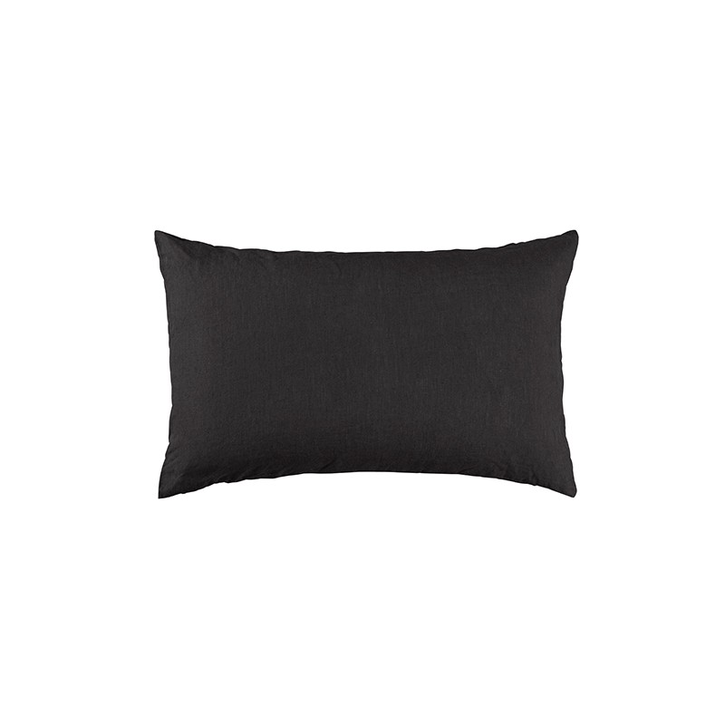 Housse de coussin rectangulaire 30 x 40 cm en lin lavé uni Gris Plomb