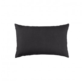 Housse de coussin rectangulaire 30 x 40 cm en lin lavé uni Charbon