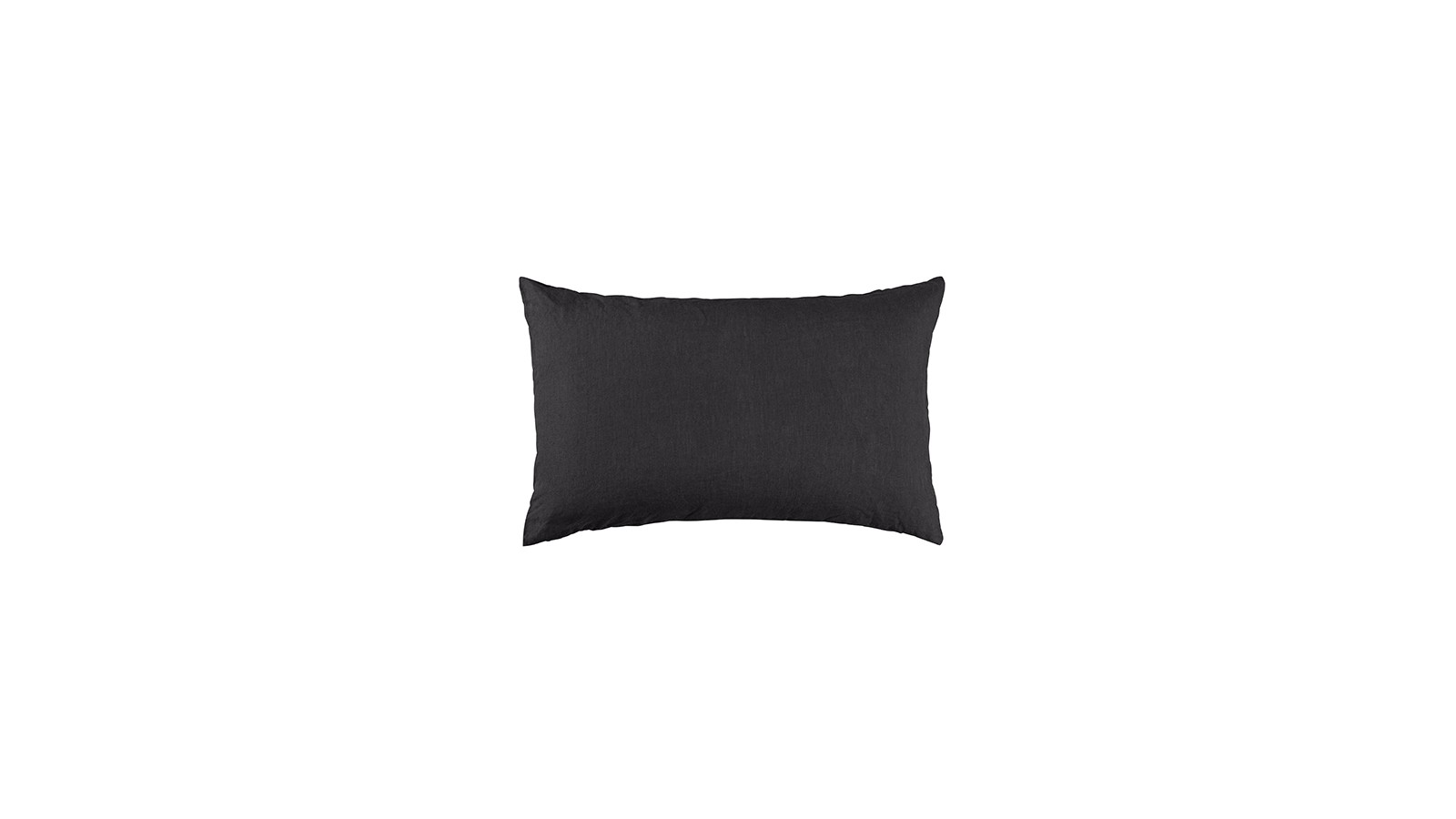 Housse de coussin rectangulaire 30 x 40 cm en lin lavé uni Charbon