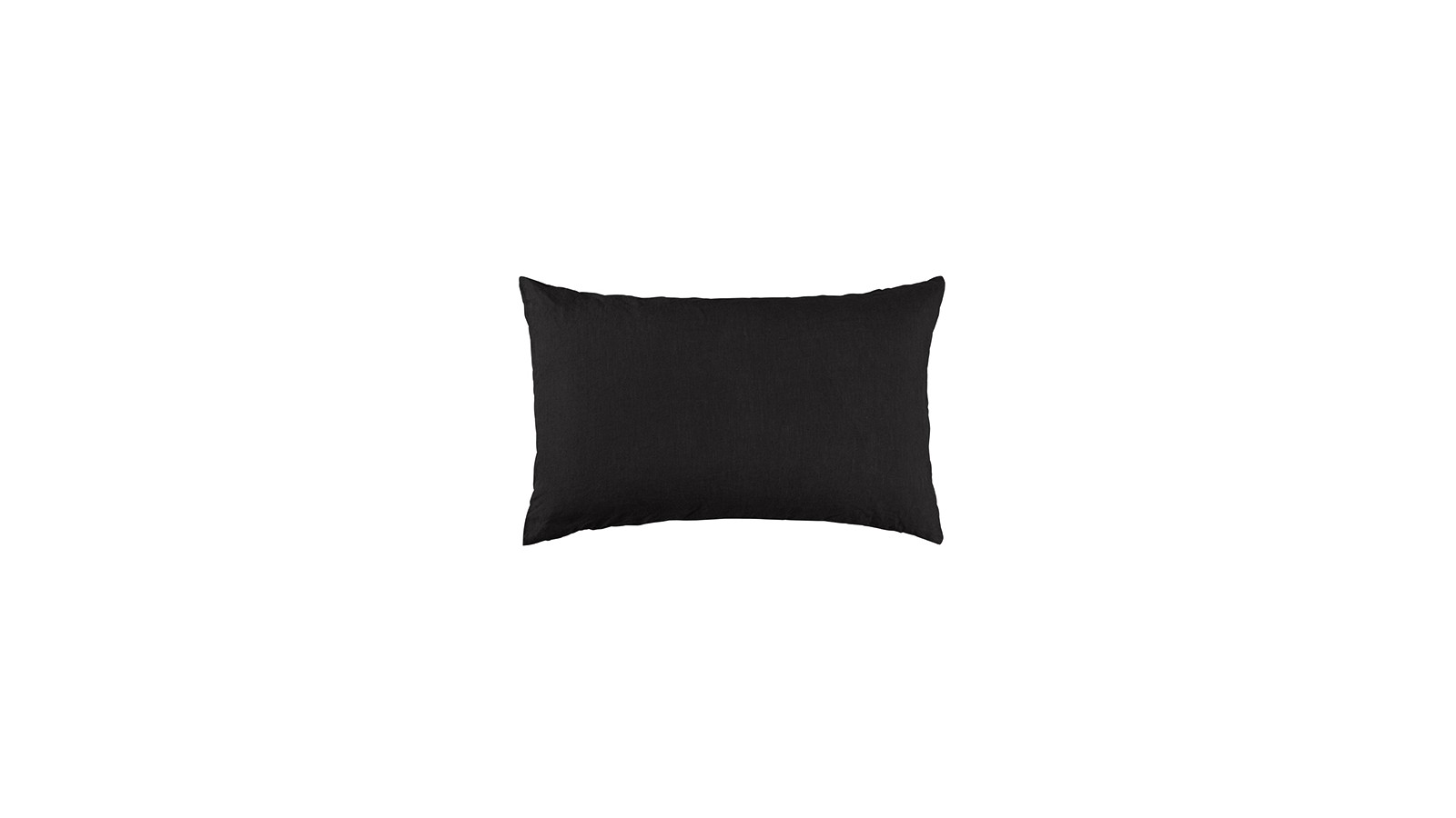 Housse de coussin rectangulaire 30 x 40 cm en lin lavé uni Noir Noir