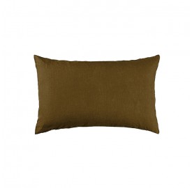 Housse de coussin rectangulaire 30 x 40 cm en lin lavé uni Caramel