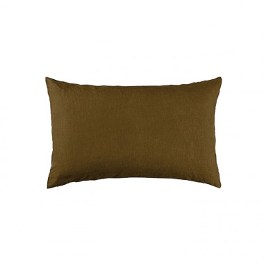 Housse de coussin rectangulaire 30 x 40 cm en lin lavé uni Caramel