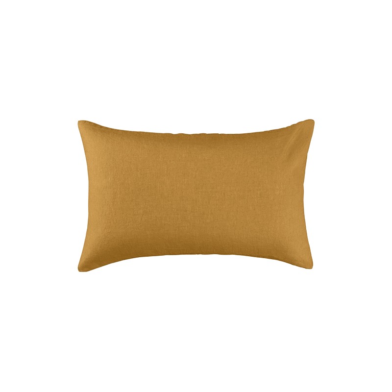 Housse de coussin rectangulaire 30 x 40 cm en lin lavé uni Jaune Pépite