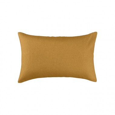 Housse de coussin rectangulaire 30 x 40 cm en lin lavé uni Jaune Pépite