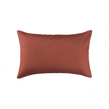 Housse de coussin rectangulaire 30 x 40 cm en lin lavé uni Orange Terracotta