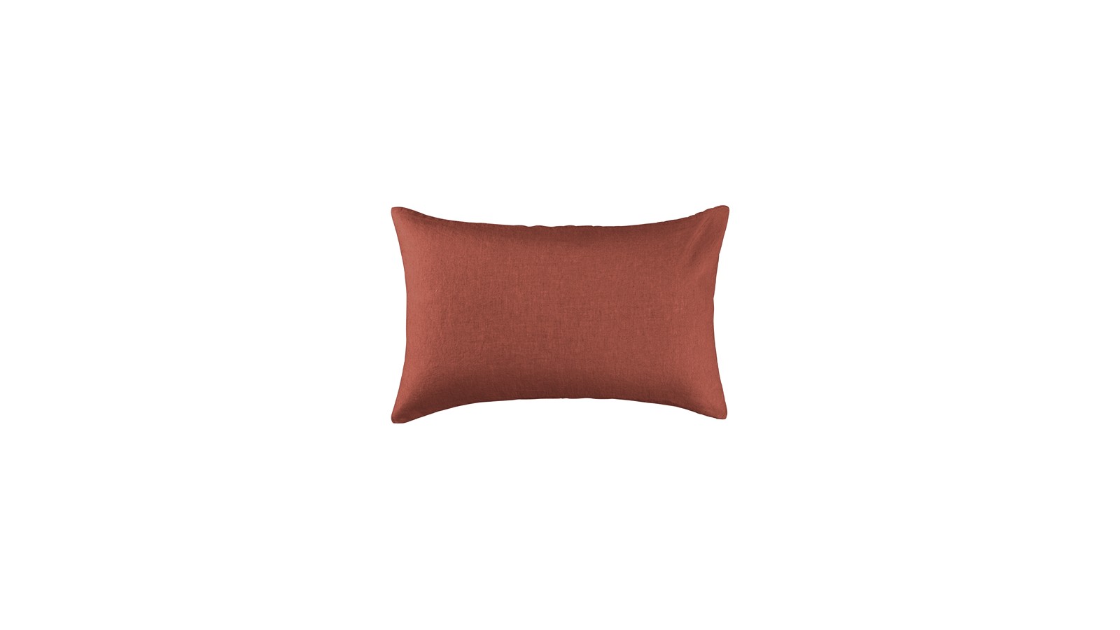 Housse de coussin rectangulaire 30 x 40 cm en lin lavé uni Orange Terracotta