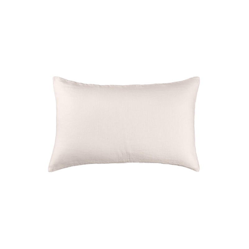 Housse de coussin rectangulaire 30 x 40 cm en lin lavé uni Rose Yogourt