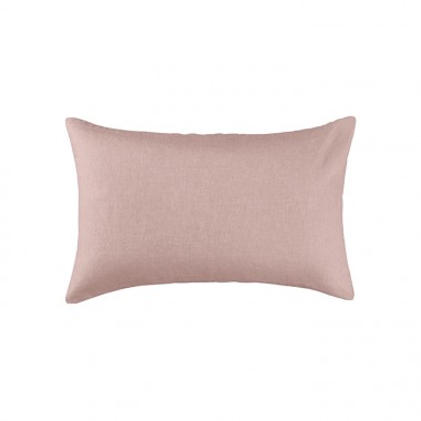 Housse de coussin rectangulaire 30 x 40 cm en lin lavé uni Rose Rétro