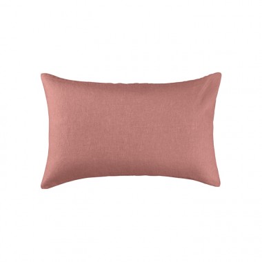 Housse de coussin rectangulaire 30 x 40 cm en lin lavé uni Rose Boudoir