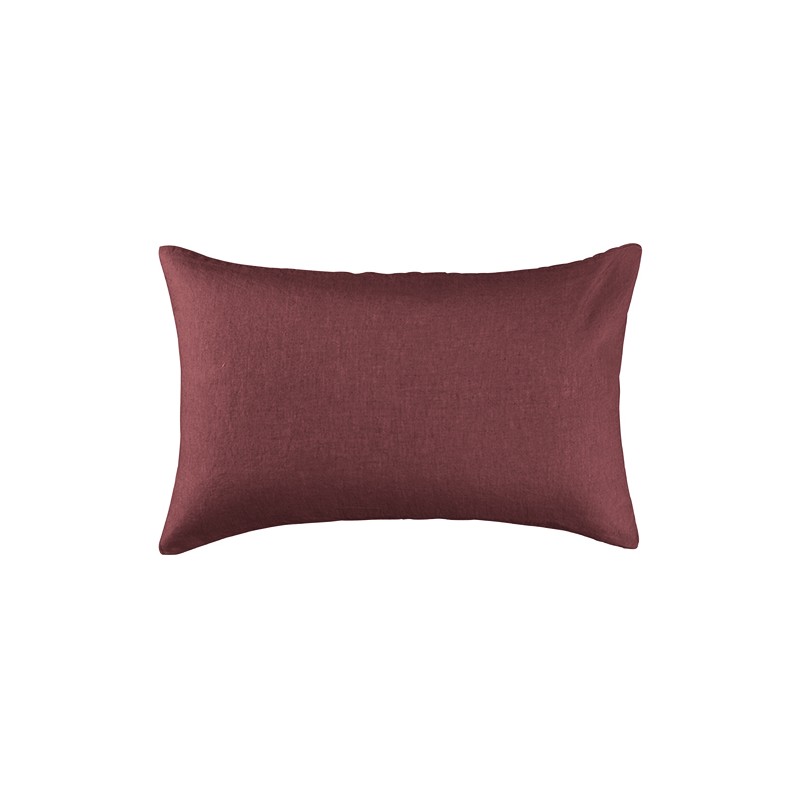 Housse de coussin rectangulaire 30 x 40 cm en lin lavé uni Rose Tomette