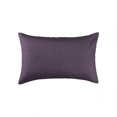 Housse de coussin rectangulaire 30 x 40 cm en lin lavé uni Vieille Prune