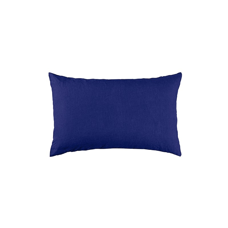 Housse de coussin rectangulaire 30 x 40 cm en lin lavé uni Bleu Klein