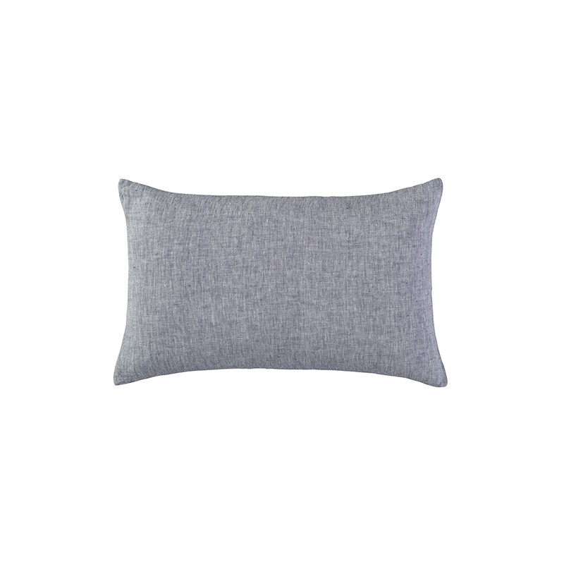 Housse de coussin rectangulaire 30 x 40 cm en lin lavé chambray Charbon