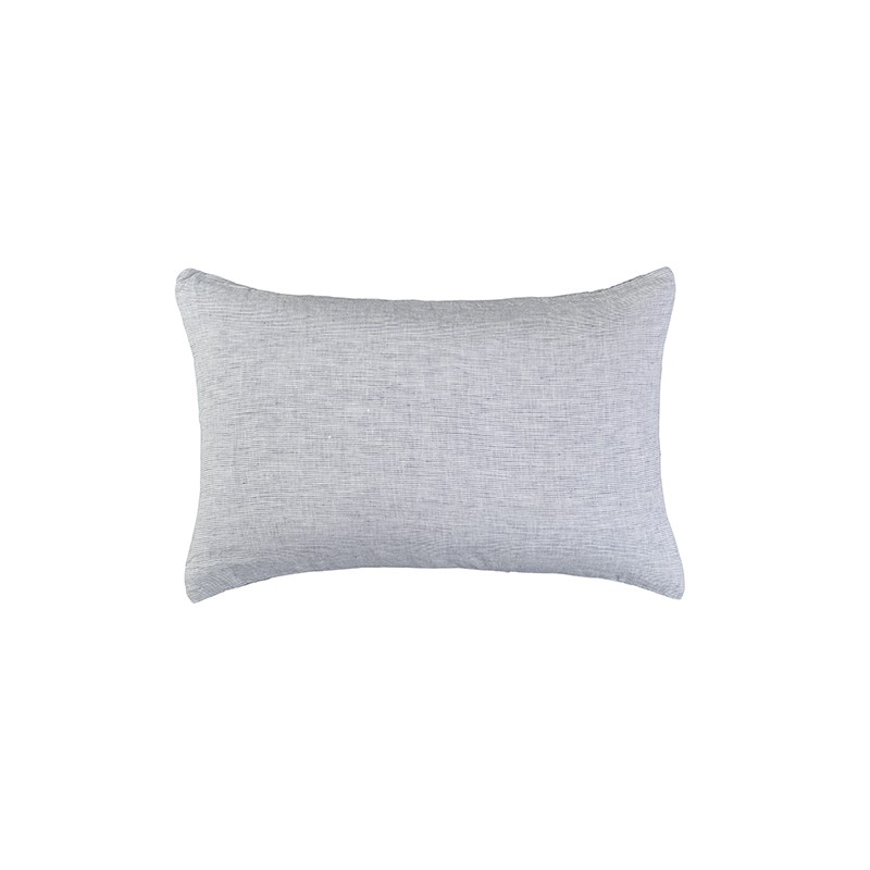 Housse de coussin rectangulaire 30 x 40 cm en lin lavé chambray Rayure Colette Denim